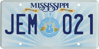 MS license plate JEM021