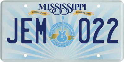 MS license plate JEM022