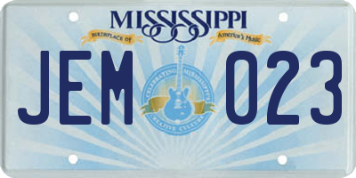 MS license plate JEM023