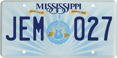 MS license plate JEM027