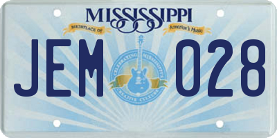 MS license plate JEM028