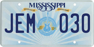 MS license plate JEM030