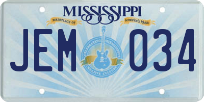 MS license plate JEM034
