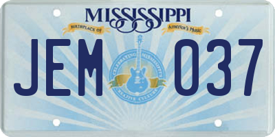 MS license plate JEM037