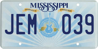 MS license plate JEM039