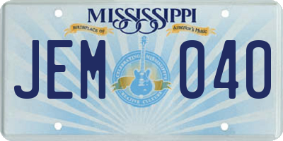 MS license plate JEM040