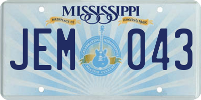 MS license plate JEM043