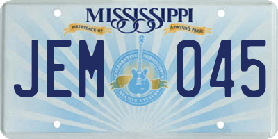 MS license plate JEM045