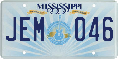 MS license plate JEM046