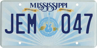 MS license plate JEM047