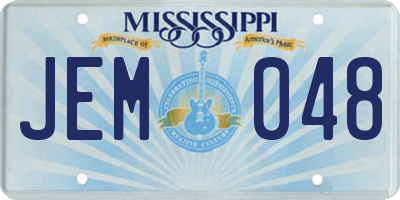 MS license plate JEM048