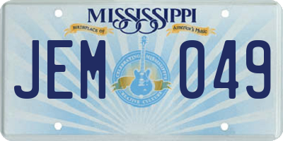 MS license plate JEM049