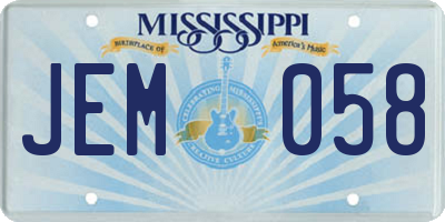 MS license plate JEM058