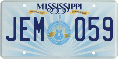 MS license plate JEM059