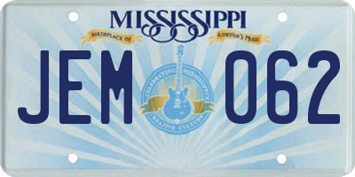 MS license plate JEM062