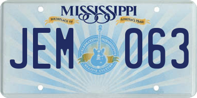 MS license plate JEM063
