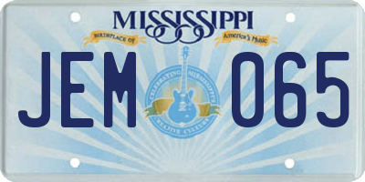 MS license plate JEM065