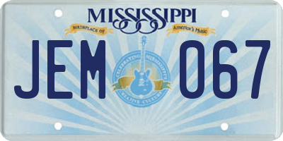 MS license plate JEM067