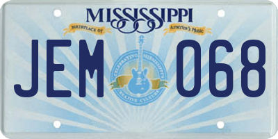 MS license plate JEM068
