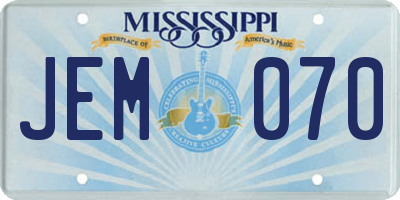 MS license plate JEM070