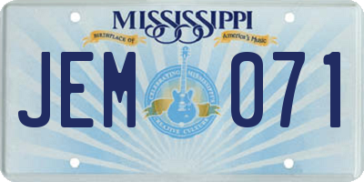 MS license plate JEM071