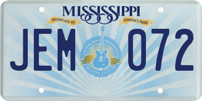 MS license plate JEM072