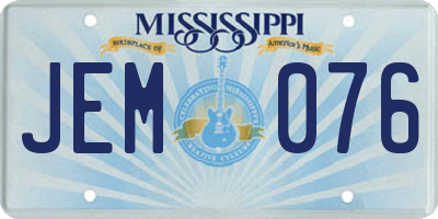MS license plate JEM076