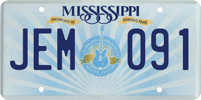 MS license plate JEM091