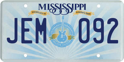 MS license plate JEM092