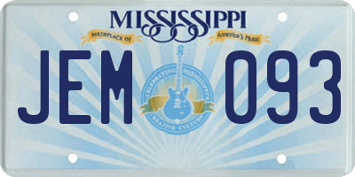 MS license plate JEM093
