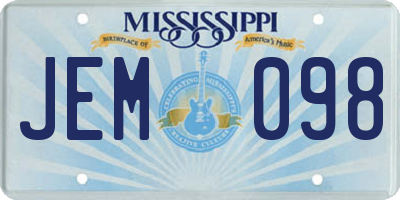 MS license plate JEM098