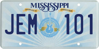 MS license plate JEM101