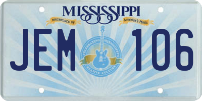 MS license plate JEM106