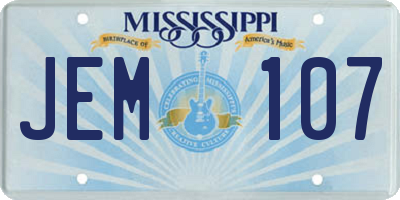 MS license plate JEM107