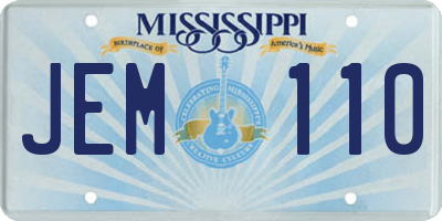 MS license plate JEM110