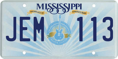 MS license plate JEM113