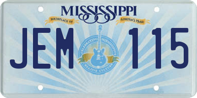 MS license plate JEM115