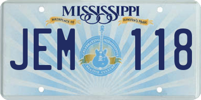 MS license plate JEM118