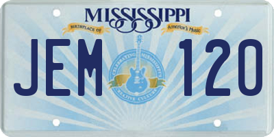 MS license plate JEM120