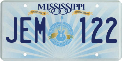 MS license plate JEM122