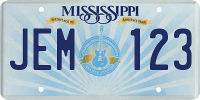 MS license plate JEM123