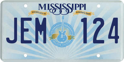 MS license plate JEM124