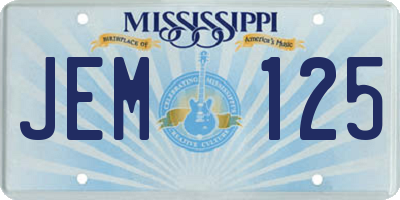 MS license plate JEM125