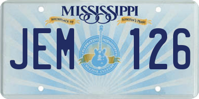 MS license plate JEM126