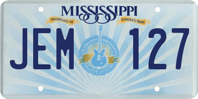 MS license plate JEM127