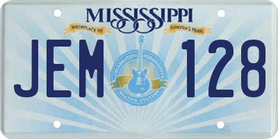 MS license plate JEM128