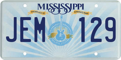 MS license plate JEM129
