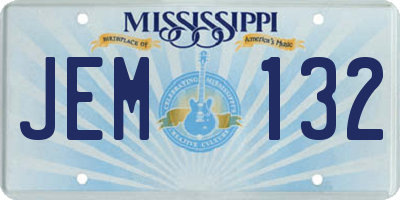 MS license plate JEM132