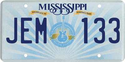 MS license plate JEM133