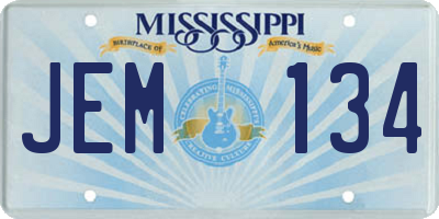 MS license plate JEM134